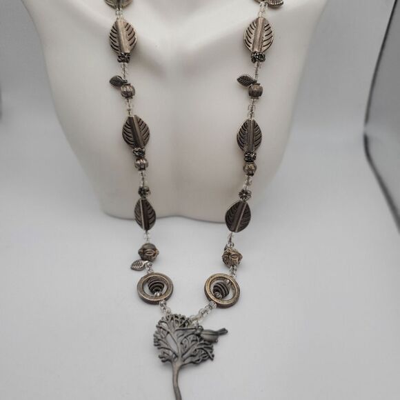 Sterling silver bird in‎ the tree tribal necklace 67 grams! - Picture 1 of 6
